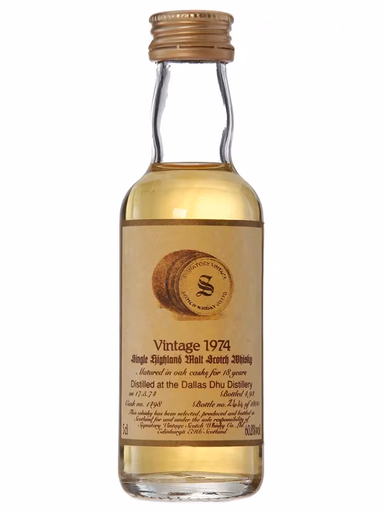 Dallas Dhu 1974 18 Year Old Signatory MINIATURE 60.8% 5cl