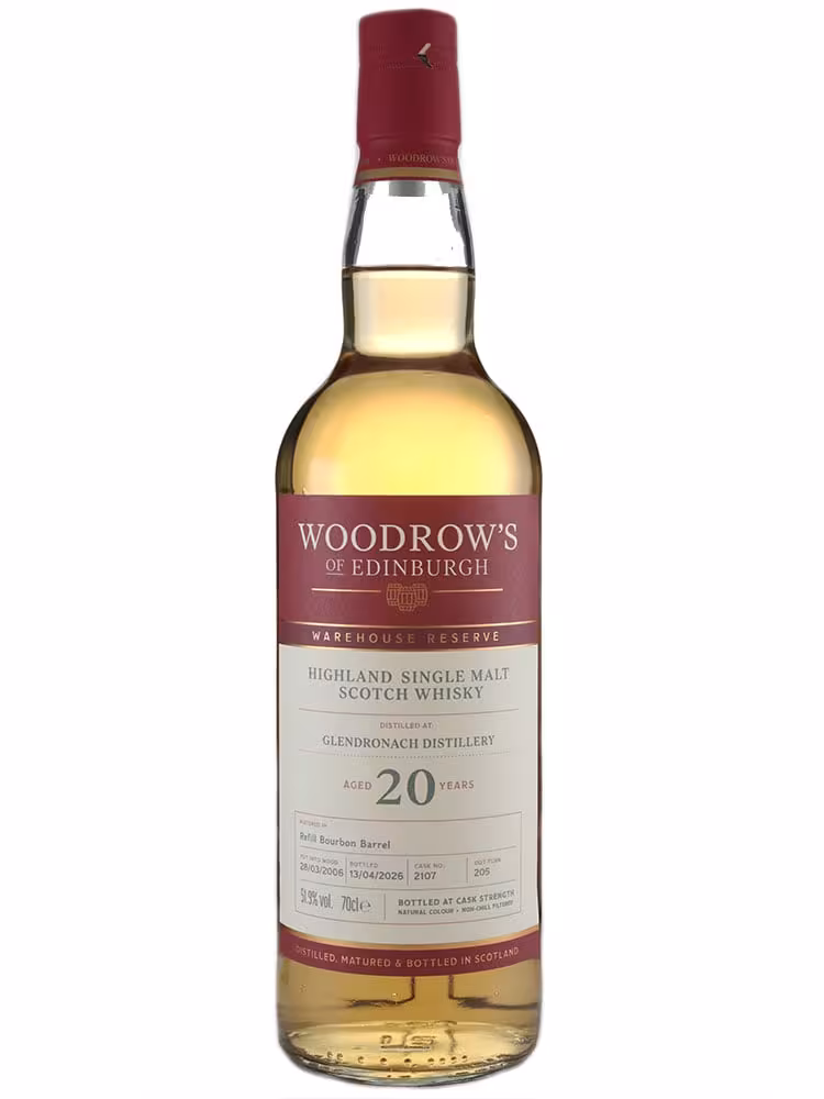 Glendronach 20 Year Old Woodrows of Edinburgh Refill Bourbon Barrel 51.9% 70cl